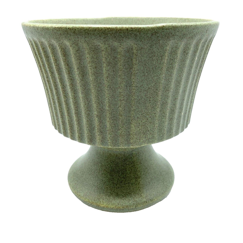 Vintage Green Floraline USA 77 Pedestal Decorative Pottery Planter Pot Vase 6"